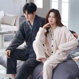 Flannel Sleepwear New Women Men Winter Warm Fleece Couples Pajamas Set Lovers Nightgown Kimono Pijamas Home Clothes