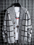 Gentleman Autumn Winter Men's Wool Knitted Cardigan Fashion Thickened Korean Elegant Casual Sweater Loose Lattice Coat