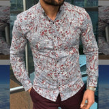 Trendy Men's Printed Long Sleeve Shirts Stylish Thin Tops Social Spring Clothes Free Shipping Vintage Cheap Wholesale