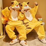 Winter Couple Pajamas Jumpsuits Women Men Coral Fleece Sleepwear Onesie Cartoon Rabbit Korean Warm Thicken Pyjamas Lover Pigiama