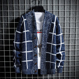 Gentleman Autumn Winter Men's Wool Knitted Cardigan Fashion Thickened Korean Elegant Casual Sweater Loose Lattice Coat