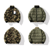 Hip Hop Double-Sided Wear Jacket Parka Winter Colorful Camouflage Streetwear Men Harajuku Lambswool Fleece Warm Thick Coat