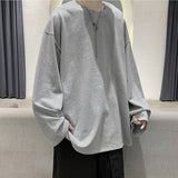 Foesce- 100% Cotton Oversize  Men's Women T-shirt Man Long sleeves Pure Color Men t shirt T-shirts For Male Female Tops