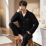 Men's Pajama Set Long Sleeve Trouser Men Autumn Winter Sleepwear Cotton Pyjamas Male Casual Loungewear Home Clothes 2 Piece Suit