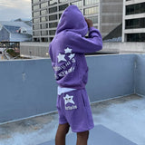 Foesce Zip Hoodie Stars Print goth Punk Sweatshirt Men's Purple hoodies Coat Pullover Gothic Oversized hoodie Y2k jacket emo