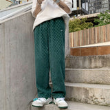 3 Color Plaid Pants Men Fashion Retro Casual Wide Leg Pants Mens Japanese Streetwear Loose Hip Hop Straight Pants Mens Trousers