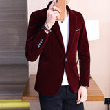 5XL New Autum Velvet Wedding Dress Coat Mens Blazer Jacket Fashion Casual Suit Jacket Stage Men's Business Blazers Costume Homme