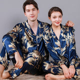 Ice Silk Man Pajamas for Couples Spring Summer Loose Cool Pajama Sets Luxury Jacquard Pijama Soft Skin-friendly Pyjama for Men