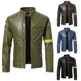 Autumn Motorcycle Leather Jacket Men Street Fashion Bomber Jackets Casual Stand Collar Coat Mens Retro Pu Biker Outwear 5xl