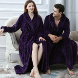 Women Winter Plus Size Long Warm Flannel Bathrobe Men Kimono Velvet Bath Robe Bride Dressing Gown Lovers Robes Night Sleepwear