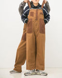 Foesce Overalls Orange Brown Suspender Pants Two-Sided Wear Couple Jumpsuits  Loose Straight Cargo Pants Japanese Artistic Jumpsuits Pa