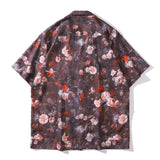 Fashion Leisure Hong Kong Style Retro Floral Short Sleeve Shirt Blouse Tops Men Summer Hot Selling Shirt for Men Women