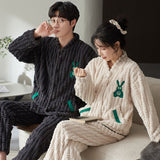 Foesce Pajamas for Couples Set Thick Warm Coral Fleece Homewear Winter Men's Flannel Soft Casual Sleepwear Women Home Suit