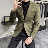 Foesce Leather Jacket Blazer Men Casual Slim Blazer Hombre Suit Leather Jacket Men Terno Masculino Men Clothing 6 Color