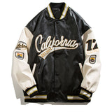 Mens Varsity PU Leather Baseball Jacket Men Women Vintage Embroidery Letter Patchwork College Coats Hip Hop Bomber Coat Unisex