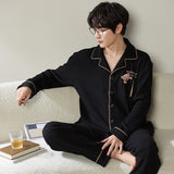 Men's Pajama Set Long Sleeve Trouser Men Autumn Winter Sleepwear Cotton Pyjamas Male Casual Loungewear Home Clothes 2 Piece Suit