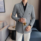 Fashion Brand Blazers Men Smart Casual Suit Lattice Pattern Korean Version Plaid Male Slim Fit double-breasted Blazers 3XL