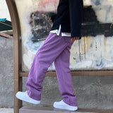 Foesce Korean Fashion Men Jeans Purple Green Loose Straight Vintage Casual Streetwear Skateboard Dance Denim Cargo Baggy Pants