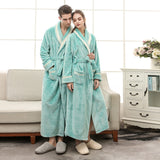 Plus Size Flannel Couple Robe Sleepwear New Autumn Winter Long Kimono Bathrobe Gown Nightwear Casual Coral Fleece Home Clothes