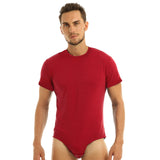 Mens Adults Press Crotch T-shirt Bodysuit One Piece Lingerie Adult Babies Diaper Lovers Pajamas Round Neck Short Sleeves Romper