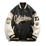 Mens Varsity PU Leather Baseball Jacket Men Women Vintage Embroidery Letter Patchwork College Coats Hip Hop Bomber Coat Unisex