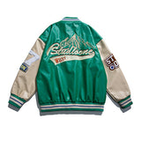 Mens Varsity PU Leather Baseball Jacket Men Women Vintage Embroidery Letter Patchwork College Coats Hip Hop Bomber Coat Unisex