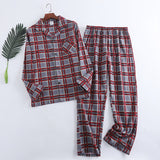 Foesce Plaid Design Multi Colors Warm Cotton Flannel Long-sleeved Trousers Pajamas for Men Autumn and Winter Homewear Sleepwear Sets