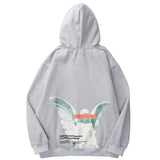 Women  Hip Hop Streetwear Harajuku Pullover Angel God Printed Hoodies Pocket Cotton Fleece Pullover Grey Hooded Sweatshirt