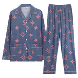 Spring and Autumn New Men's Fashion Casual Printed Pajamas Set Men's Casual Loose Large Size High Quality Home Clothing 4XL