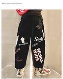 Boys KidsTrendy Letter Design Ribbon Trousers Pants Casual Cotton Multi-Pocket Cargo Pants Boy Hip Hop