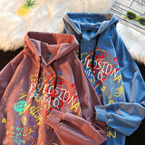 Printed Sweater Men Loose Long-sleeved Couple Hooded Tide Brand Women's Printed Jacket Ins Casual Harajuku  Sweatshirt