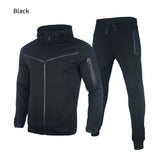 Logo custom Men's Spring Zipper Jacket Long Pants 2 Piece Set Male Casual Hooded Solid Sportswear Sets Autumn Gyms Sweat Suits