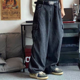 Foesce Baggy Jeans Trousers Male Denim Pants Black Wide Leg Pants Men's Jeans Oversize Cargo Korean Streetwear Hip Hop Harajuku