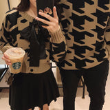 Women Couple Cropped Sweet Dating New Spring Knitted Casual Daily Holiday Fashion Autumn O-neck Student Female Sweaters