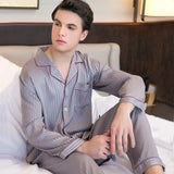 Ice Silk Man Pajamas for Couples Spring Summer Loose Cool Pajama Sets Luxury Jacquard Pijama Soft Skin-friendly Pyjama for Men