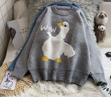 Cute Duck Goose Cartoon Sweater Autumn Winter Men Pullovers Women Knitted Jumper Sweaters Couple Japanese Streetwear