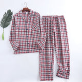 Foesce Plaid Design Multi Colors Warm Cotton Flannel Long-sleeved Trousers Pajamas for Men Autumn and Winter Homewear Sleepwear Sets