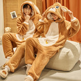 Foesce Onesie Couples Women's Home Clothes Cute Cartoon Dinosaur Winter Men Warm Pajamas  Outfits Thicken Lovers Pyjama