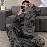 Big Size Pajamas Set for Couple Autumn Long-sleeved Pants Two Piece Sleepwear Spring Plus Size Loungewear Cotton Nightwear New