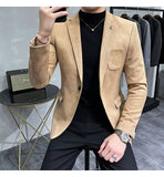 Foesce Leather Jacket Blazer Men Casual Slim Blazer Hombre Suit Leather Jacket Men Terno Masculino Men Clothing 6 Color