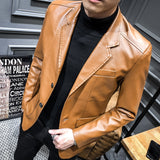 Men Leather Suits Jackets Blazers Jackets Coats New Fashion Male Slim Fit PU Leather Overcoats Blazers Jackets Coats