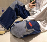 Men Jeans Patchwork Multi-Pocket Couple Denim Pants Beggar Style cargo pants High Street Casual Male Streetwear