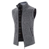 Autumn Winter Sweater Vest Men Thick Warm Sleeveless Cardigan Coat Knitted Vest Outerwear Zipper Sleevel Sweater Jacket Men Vest