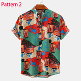 Foesce Summer New Short Sleeve Floral Hawaiian Shirt Men Half Placket Collar Beach Shirt Men Casual Holiday Vacation Clothing 3XL