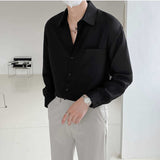 Foesce Spring New Senior Long Sleeve Button Down Shirts for Men Korean Fashion Loose Drape Solid Color All-match Men's Shirt Blouse