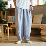 Japanese Loose Men's Cotton Linen Pants Male Summer New Breathable Solid Color Linen Trousers Fitness Streetwear Plus Size M-5XL