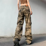 Foesce New Fashion Camouflage Baggy Women Casual Cargo Tracksuit Pants Y2K Clothes Straight Men Sport Long Trousers Pantalon Homme