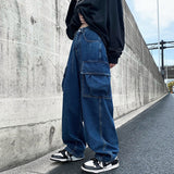 Foesce Baggy Cargo Jeans big pocket Trousers Male Denim Pants Wide Leg Pant women's Jeans Loose Casual Streetwear Hip Hop Harajuku