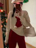 Foesce New Korean Fashion New Year Sweaters Pullovers Rabbit Knitted Elegant Women Winter Spring Vintage Tops