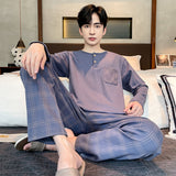 Fashion Autumn Letter Print Pajamas Sets for Men Plaid Pants Pure Cotton Male Sleepwear Big Yards 4XL Home Wear Lounge Nightwear